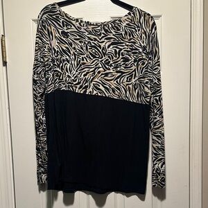 Lilly Pulitzer Black and Animal Print Long Sleeve Top